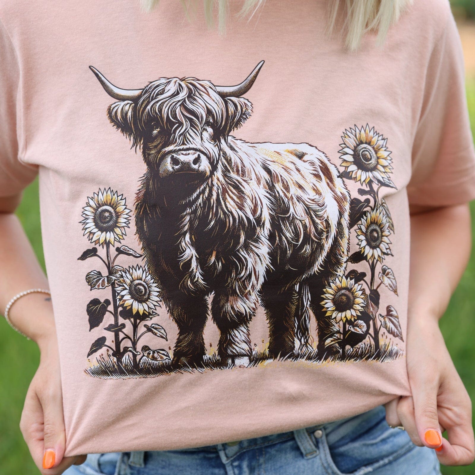Women - Apparel - Shirts - T-Shirts Sunflower Highland Cow Graphic Tee