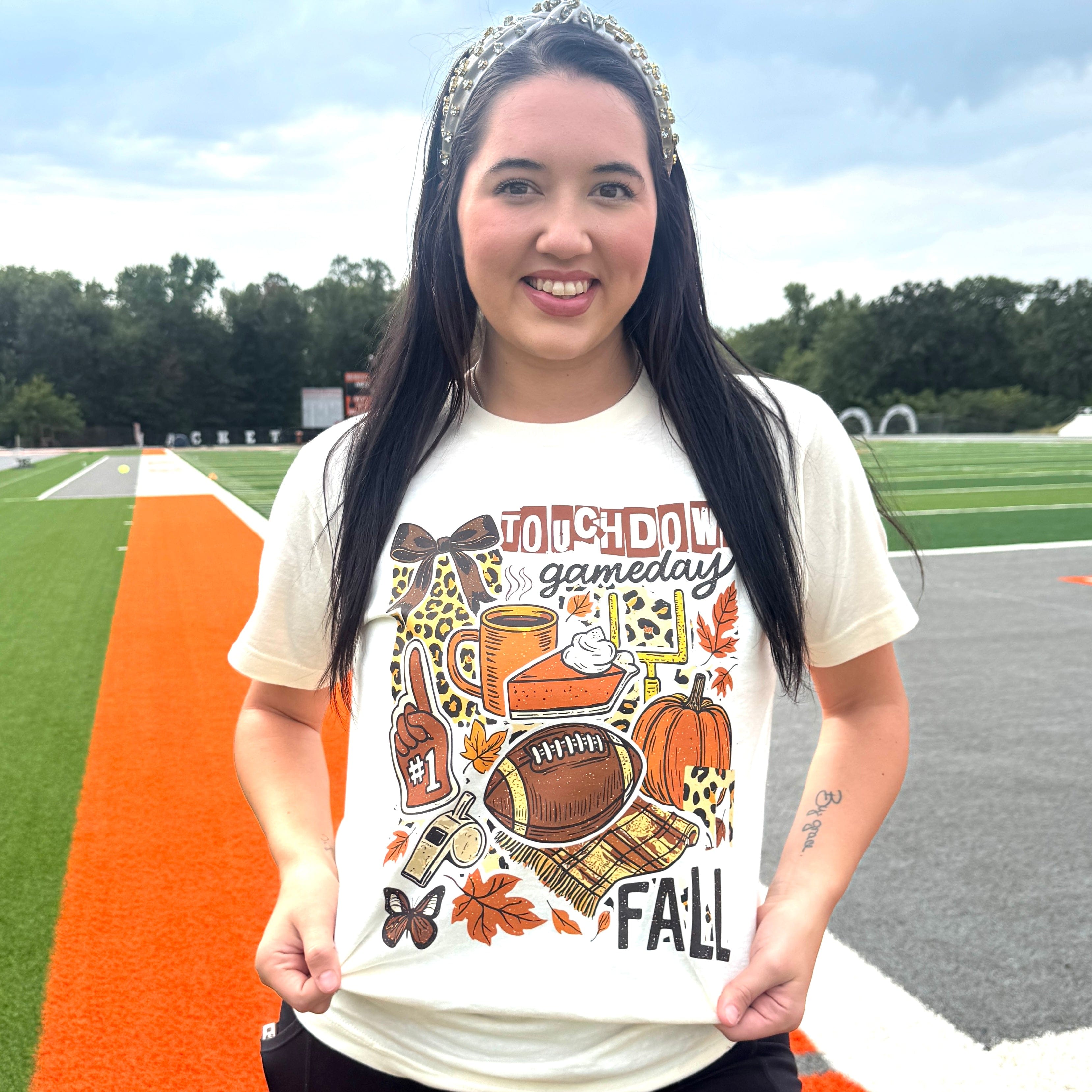 Women - Apparel - Shirts - T-Shirts Touchdown Fall Collage Graphic Tee