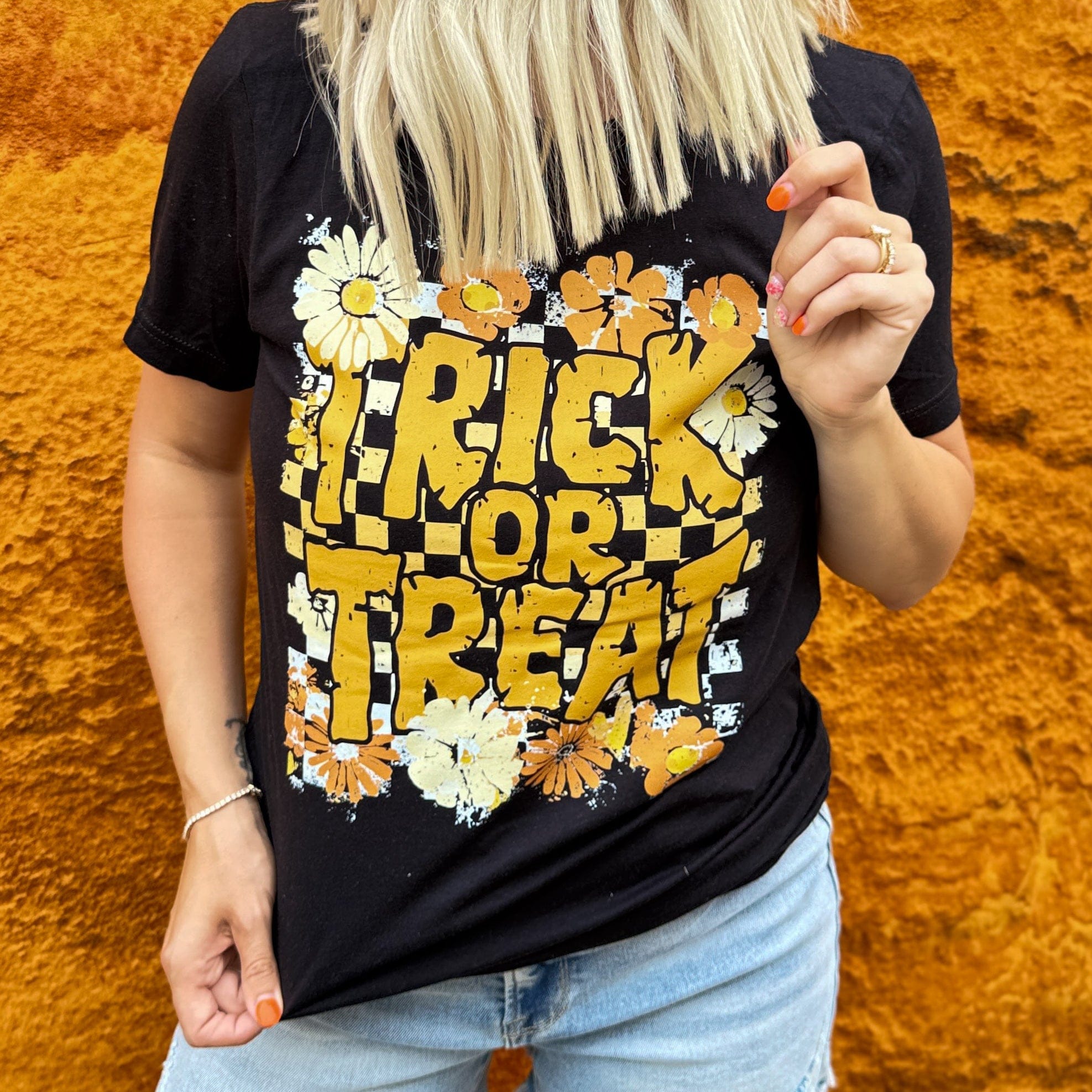 Women - Apparel - Shirts - T-Shirts Trick Or Treat Checker Soft Graphic Tee
