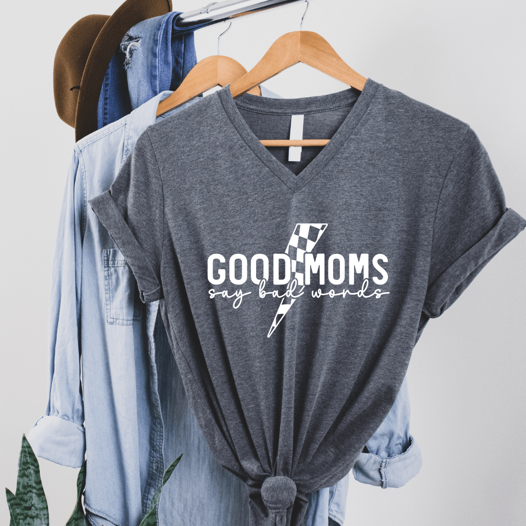 Women - Apparel - Shirts - T-Shirts V-Neck Lightning Good Moms Say Bad Words Graphic Tee