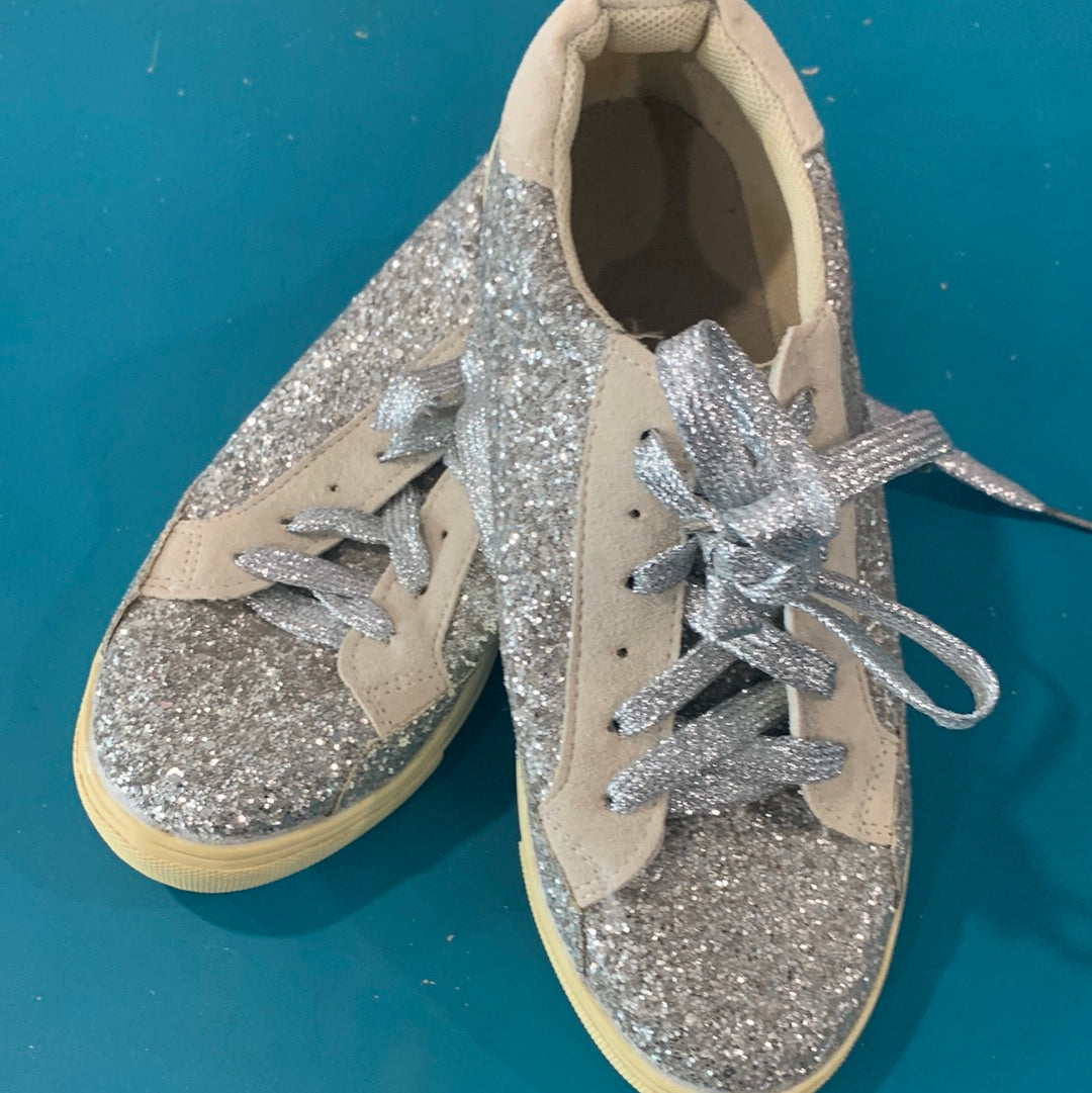 Silver Glitter Tennis Shoes
