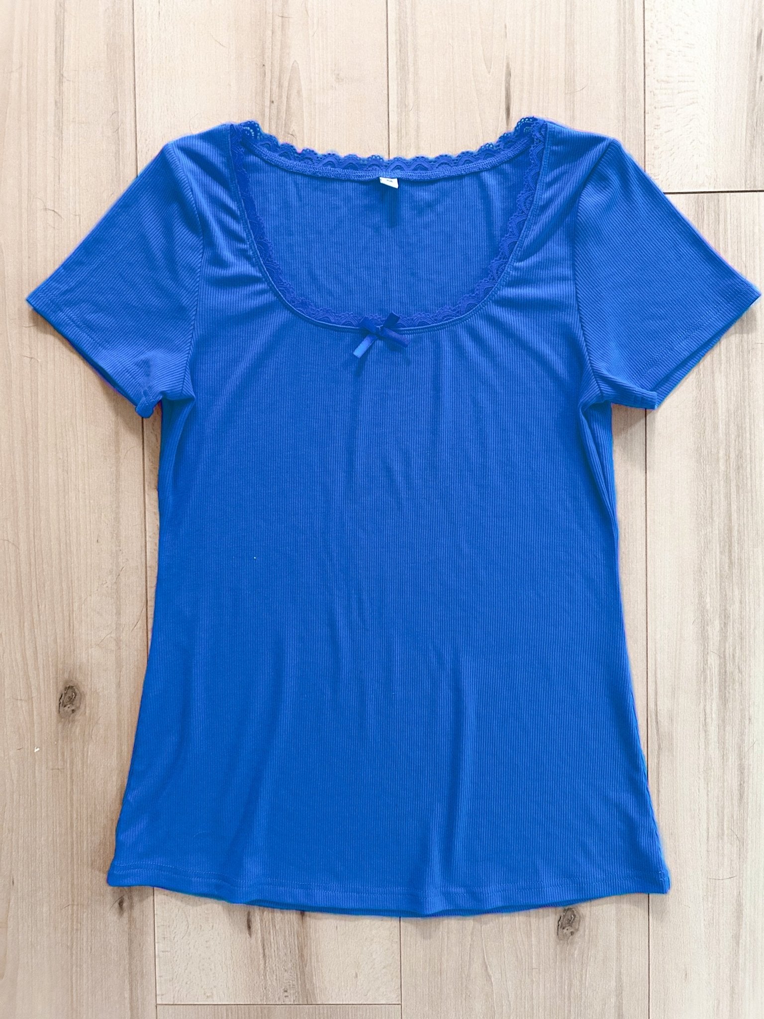 top Lace Trim Forever Soft Ribbed Tee