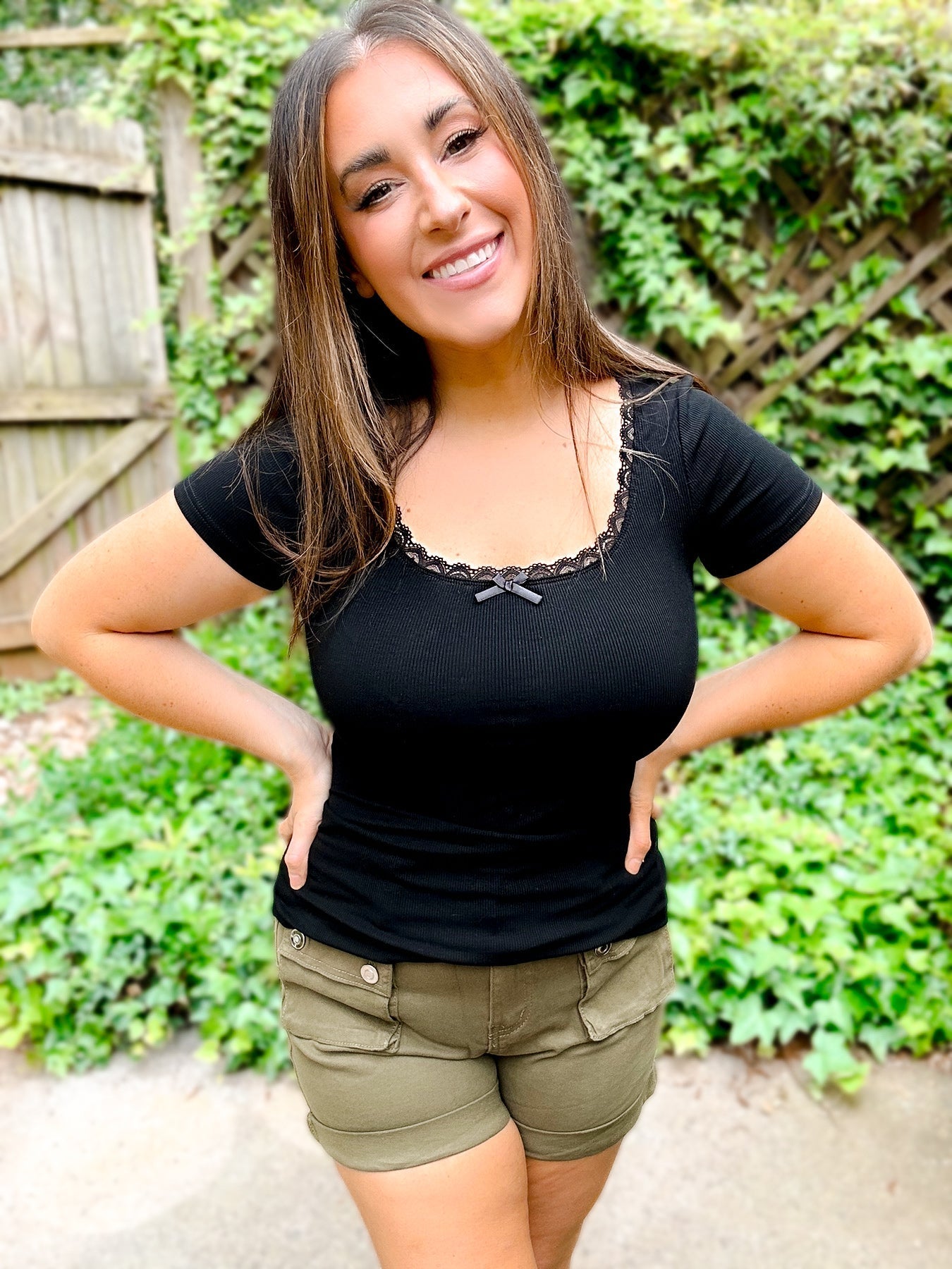 top Lace Trim Forever Soft Ribbed Tee