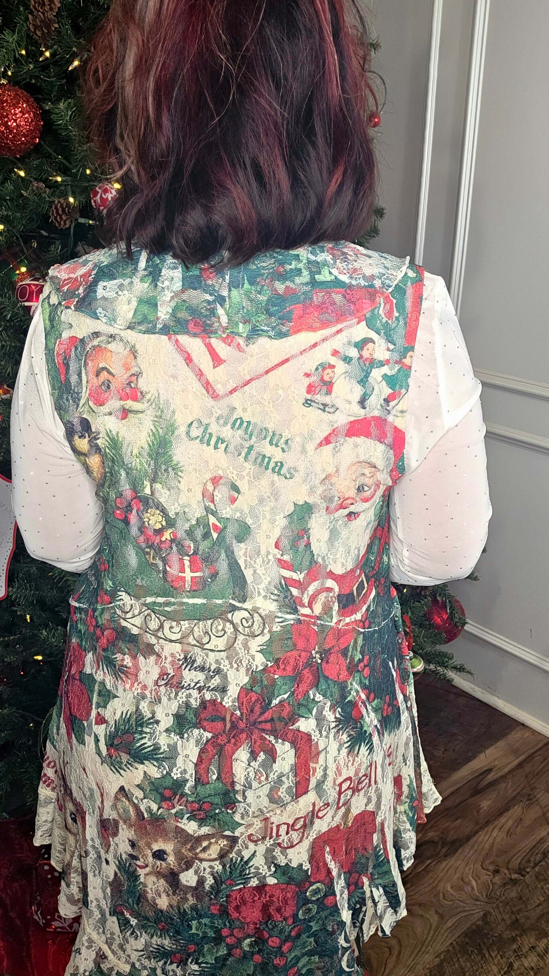 Santa Ruffle Lace Sleeveless Cardigan