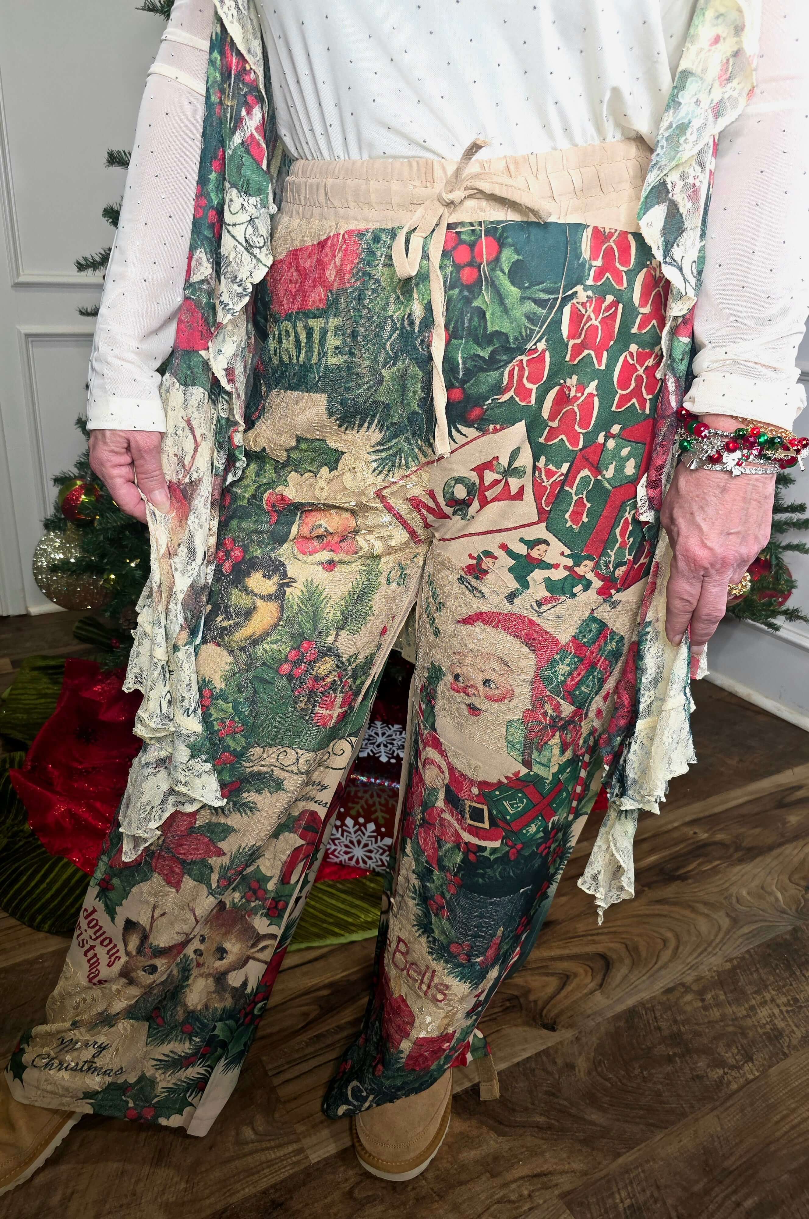 Santa Lace Drawstring Pants
