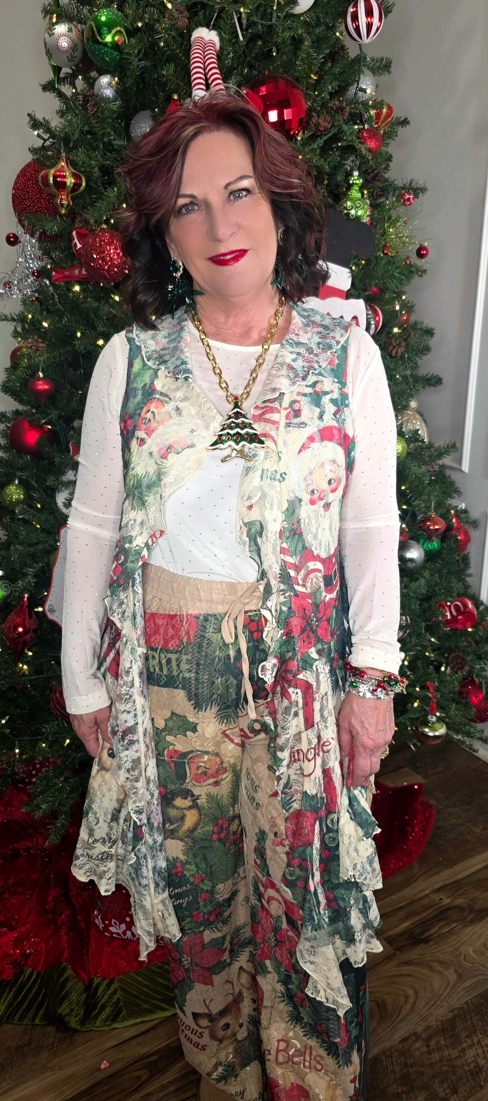 Santa Ruffle Lace Sleeveless Cardigan