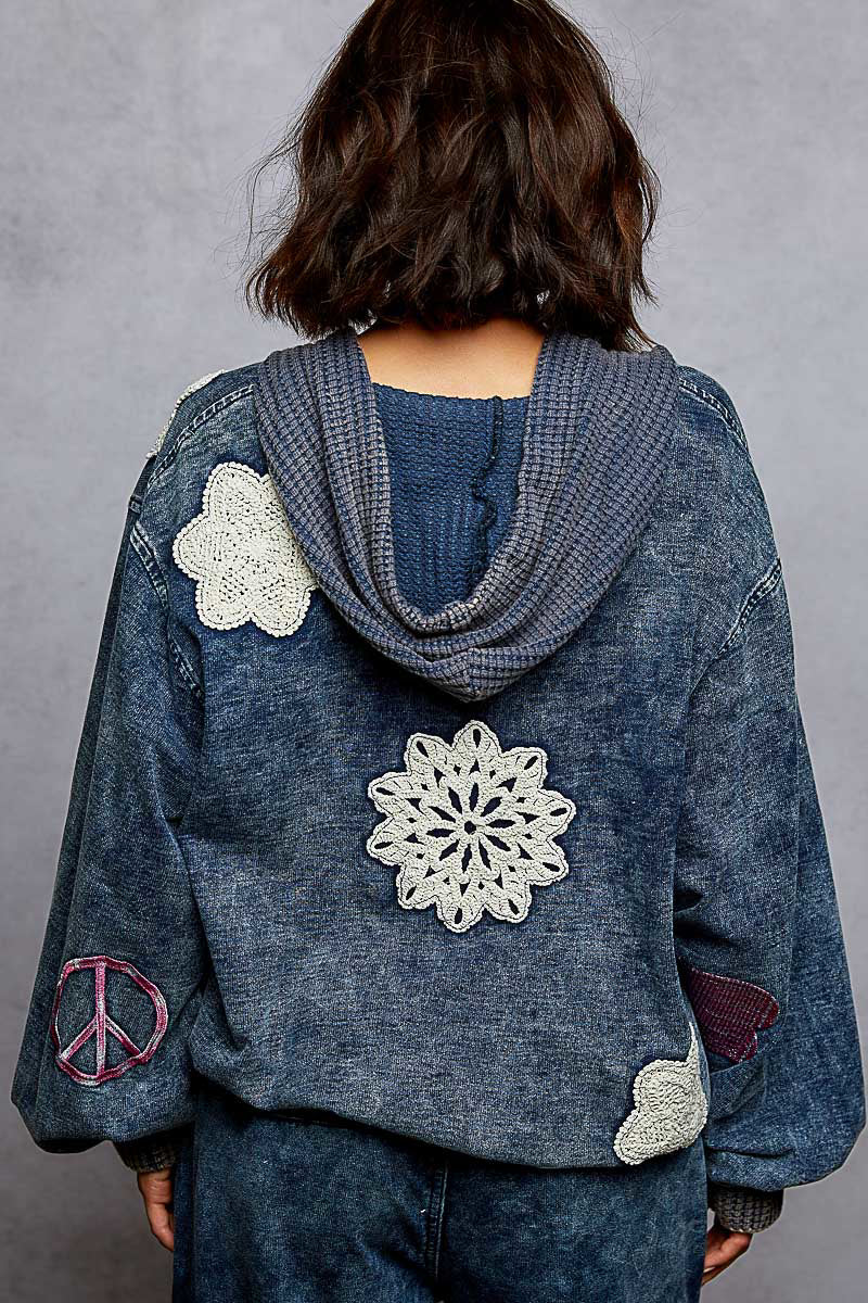 POL Boho Patchwork Peace Denim Lounge Set