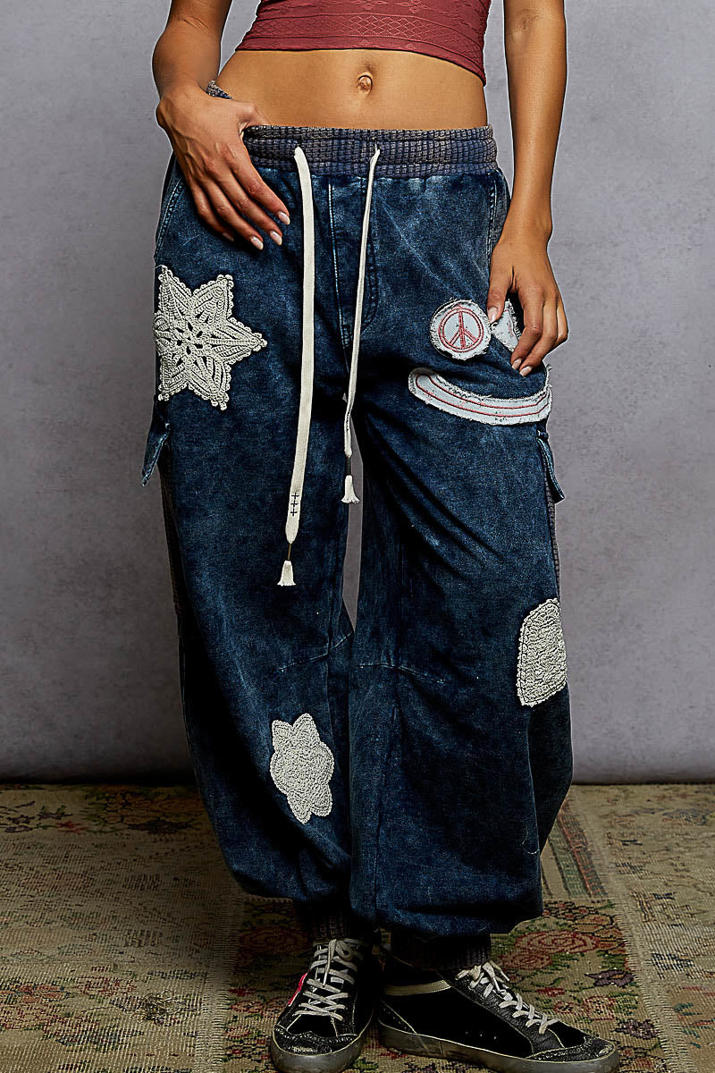 POL Boho Patchwork Peace Denim Lounge Set