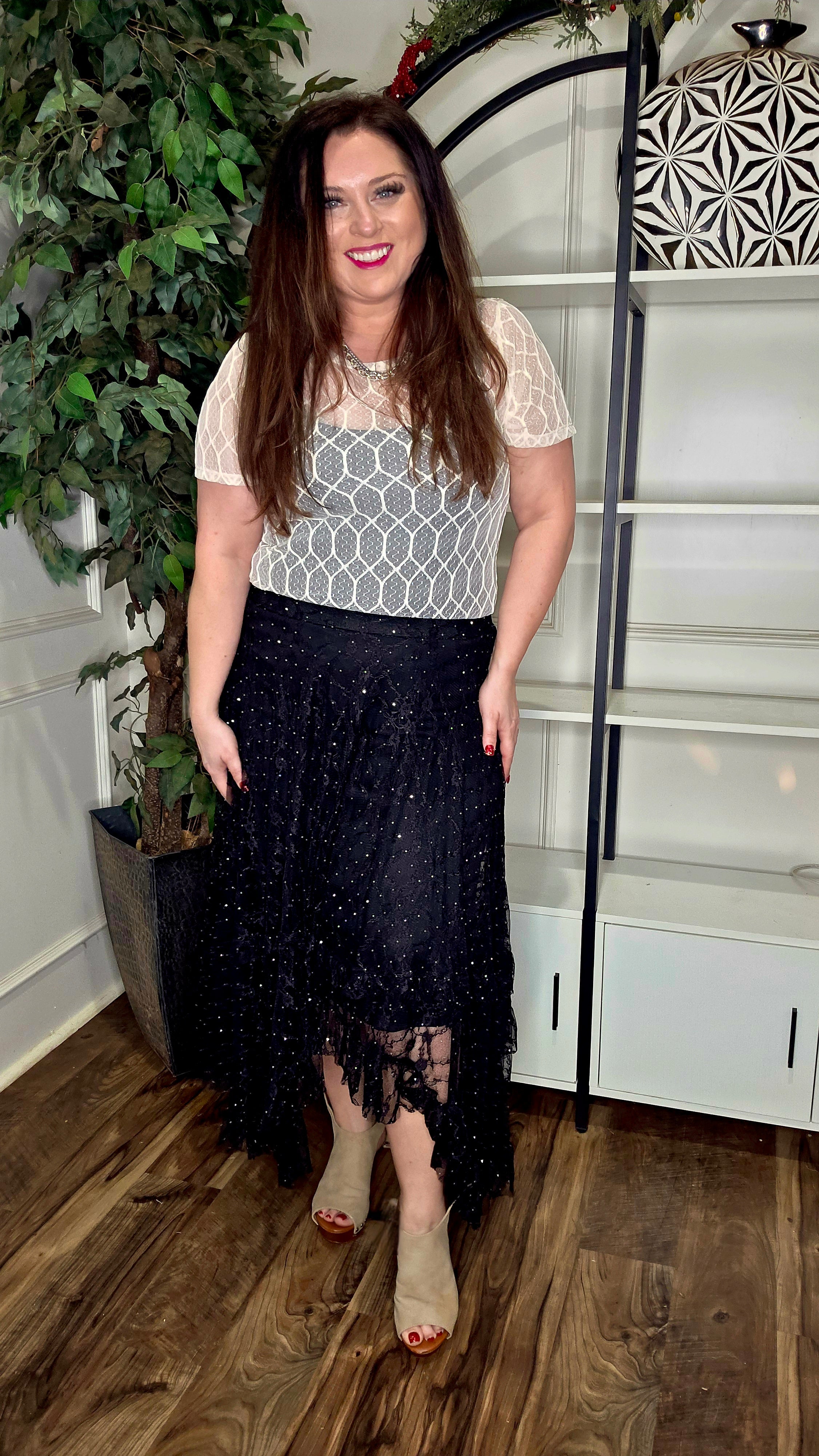 Lace and Bling Ruffle Skirt