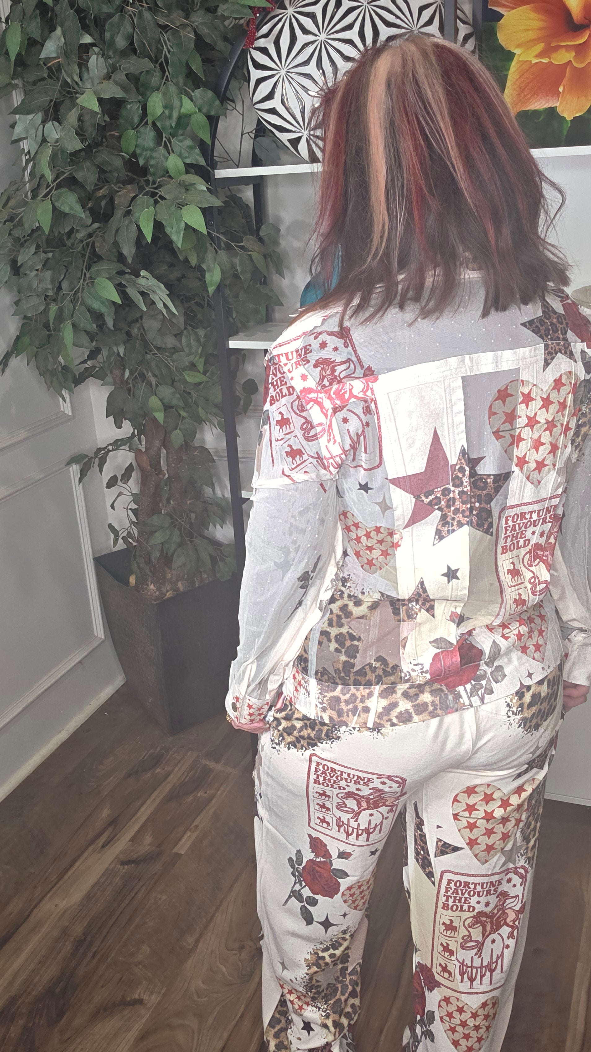 Starlit Leopard and Rose Suede & Mesh Jacket