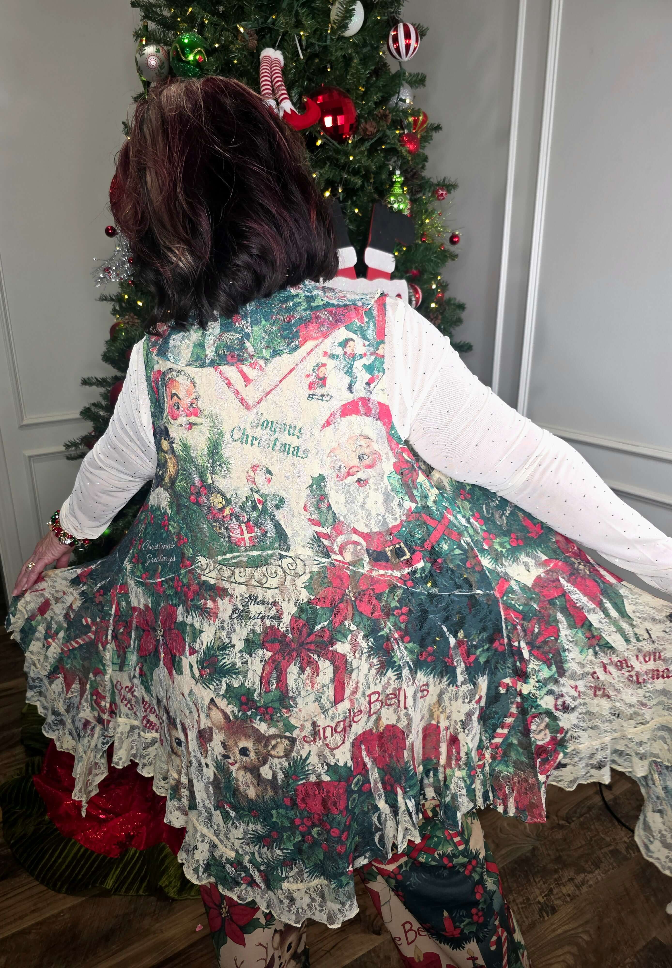 Santa Ruffle Lace Sleeveless Cardigan