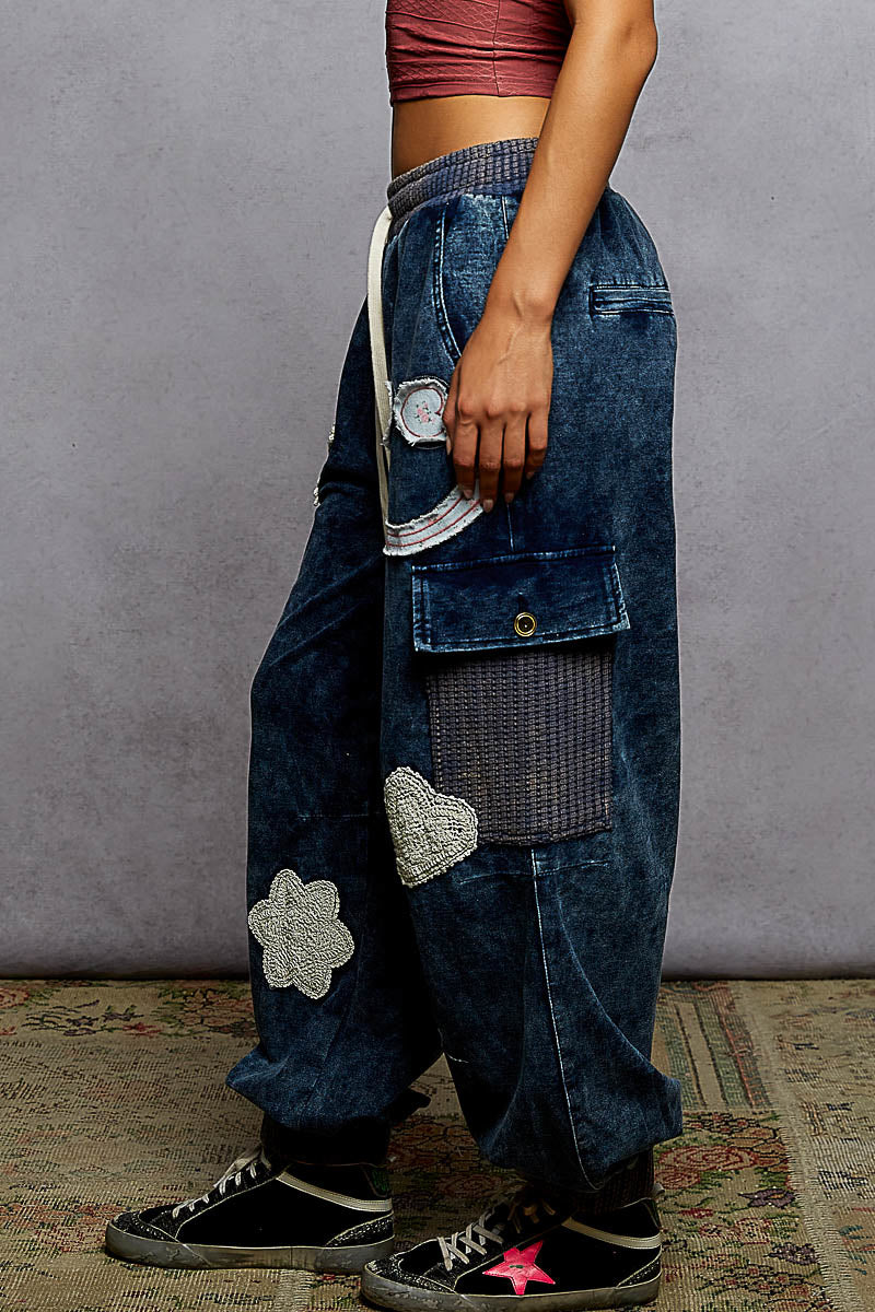 POL Boho Patchwork Peace Denim Lounge Set