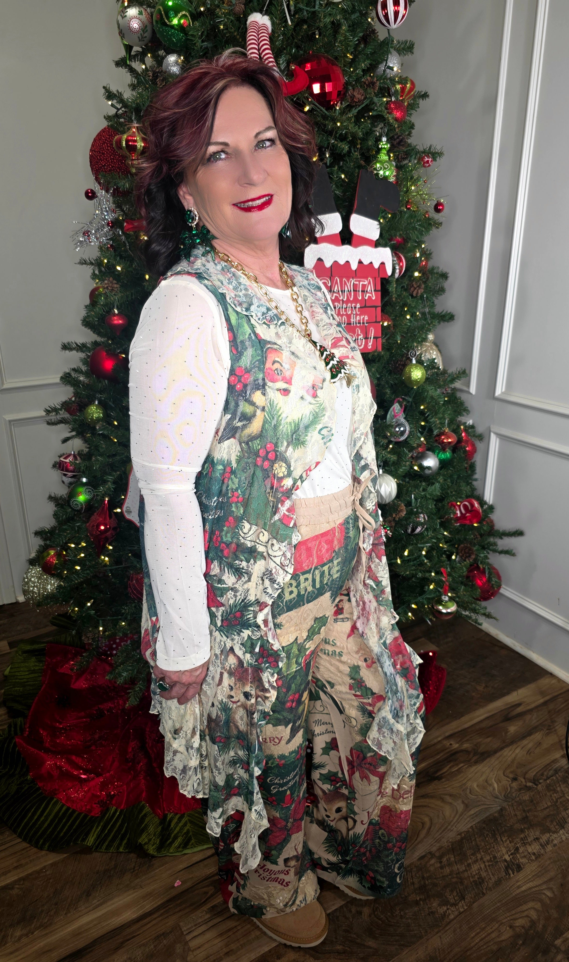 Santa Ruffle Lace Sleeveless Cardigan