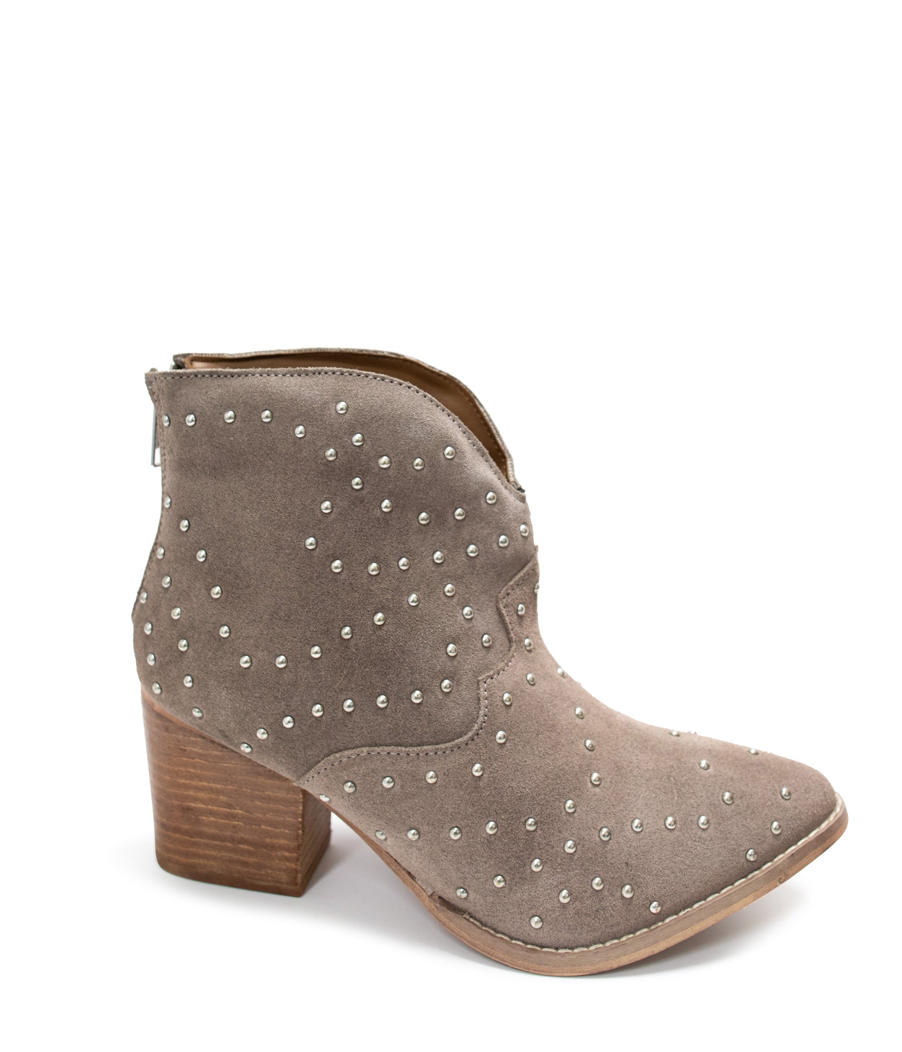 Shoes Twilight Studded Heeled Ankle Boot in Taupe