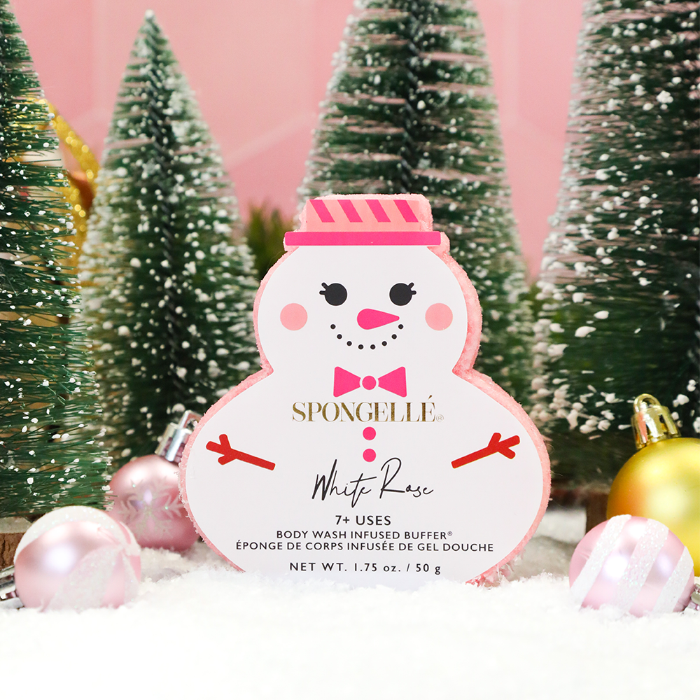 Body Wash Infused Buffer White Rose | Holiday Snowman