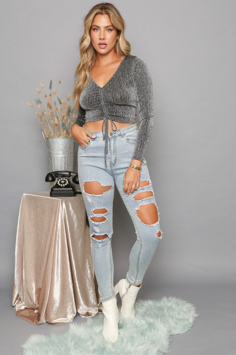 Shirts & Tops Metallic Crop Top