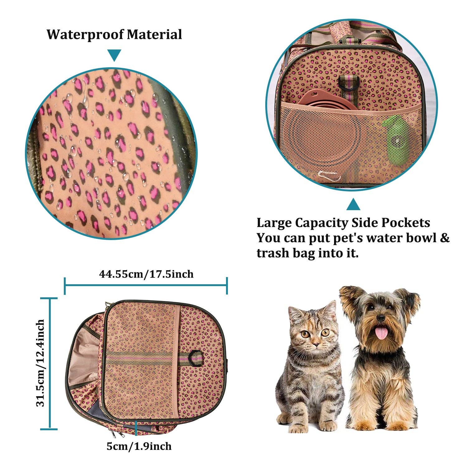 GOOPAWS Soft-Sided Travel Small Dog &amp; Cat Carrier Bag, Orange Cheetah