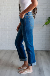 Denim Campbell High Rise Center Seam Detail Straight Jeans