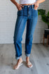 Denim Campbell High Rise Center Seam Detail Straight Jeans