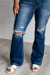 Denim Mila Mid Rise Distressed Bootcut Jeans