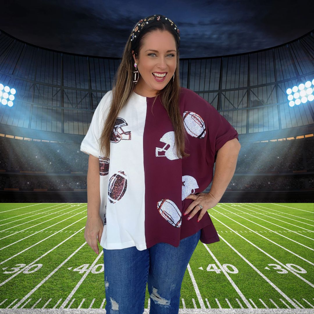 Shimmering Forever Football Top - Pirates and Pearls Boutique