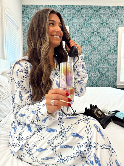 Blue Nutcracker Pajama Long Set