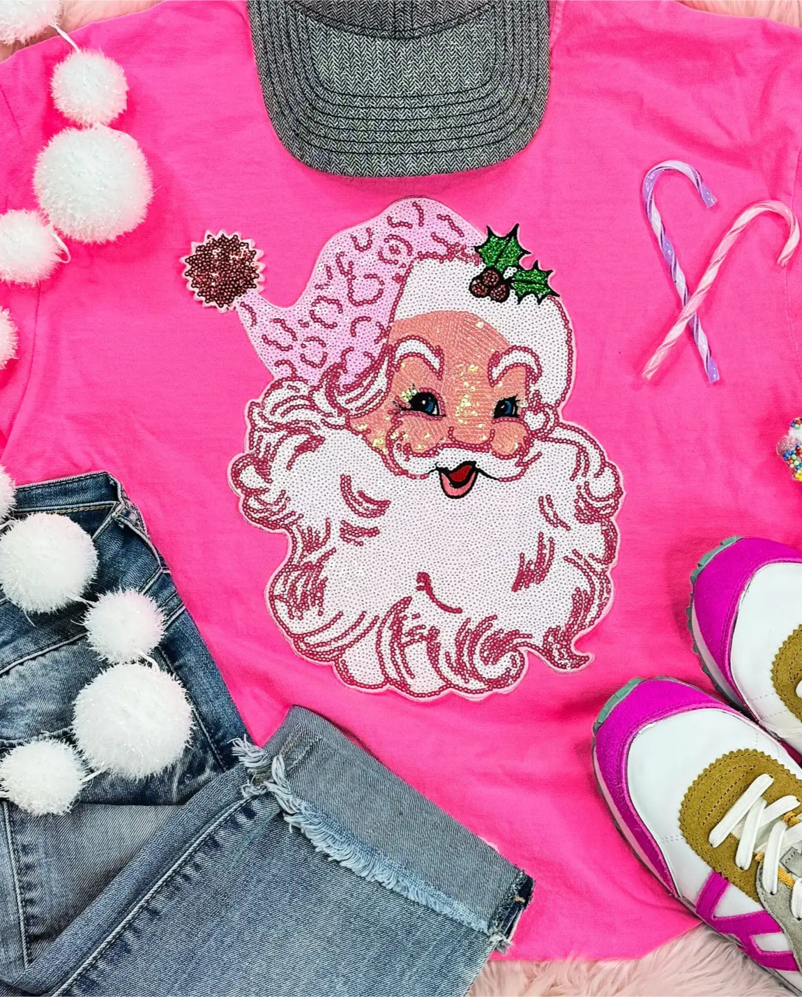 Sequin Pink Santa