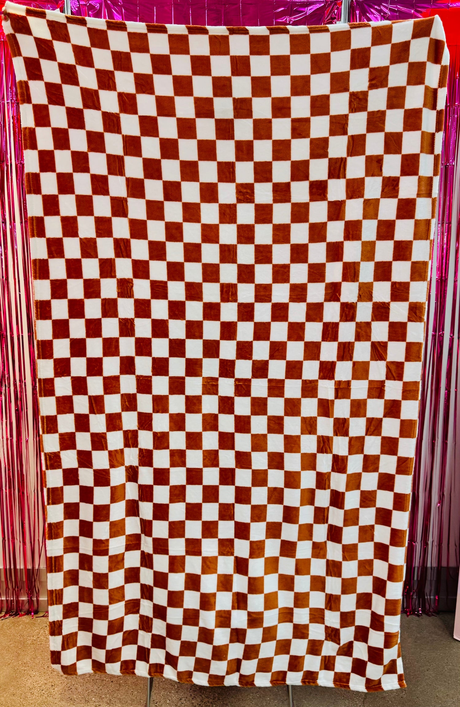 Burnt Orange Checkered Throw Blanket