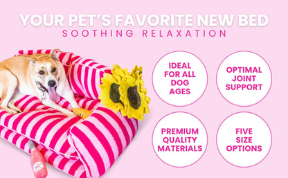 Pretty Pink Striped Dog Bed