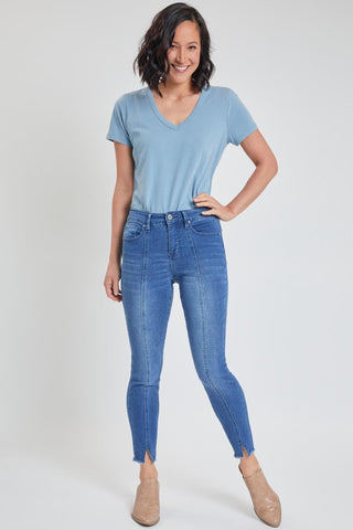 Women's High Rise Skinny With Front Seam and Slit Detail Lifestyle Collection Jeans