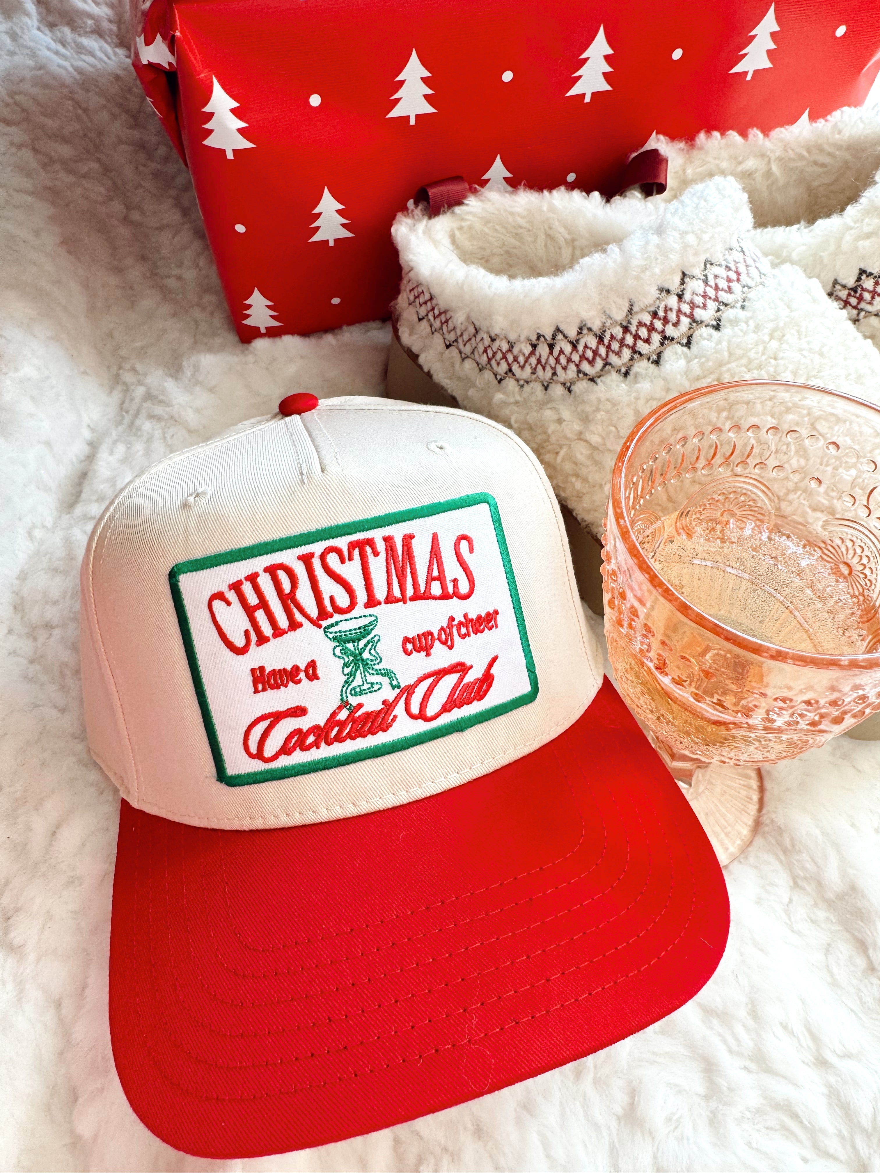 Hat Christmas Cocktail Club - Red Vintage Trucker Hat