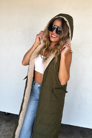 Reversible Sherpa Puffer Vest