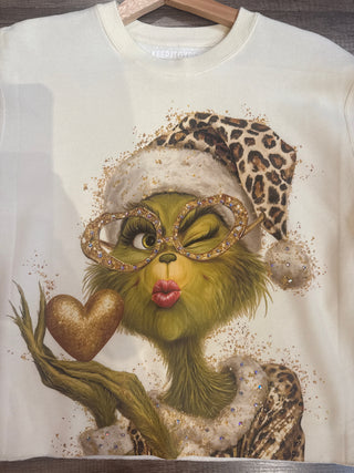 Green Man Cream Mom Crop Crewneck 2735