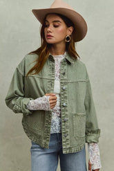 SO ME Vintage Washed Button Twill Shacket