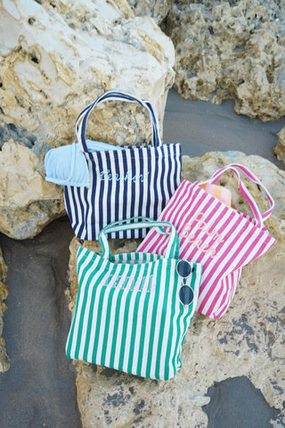Harbor Canvas Striped Tote | Customizable