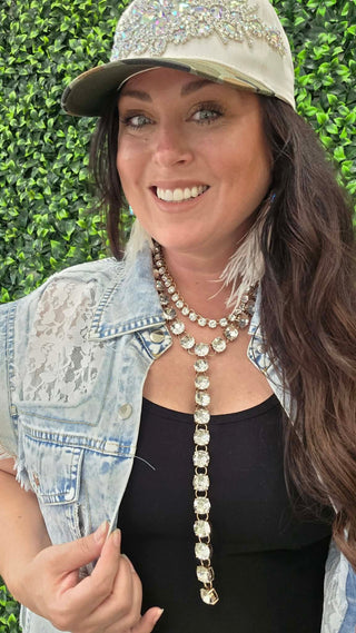 Crystal Lariat Drop Necklace