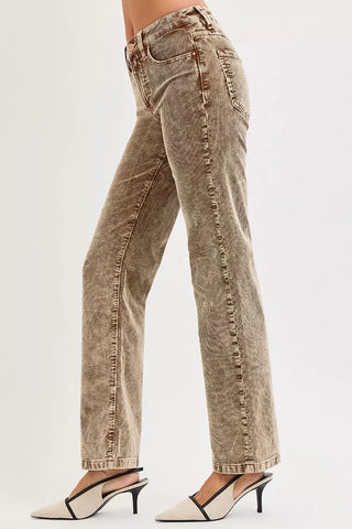 RISEN Tummy Control Mid Rise Straight Leg Corduroy Pants