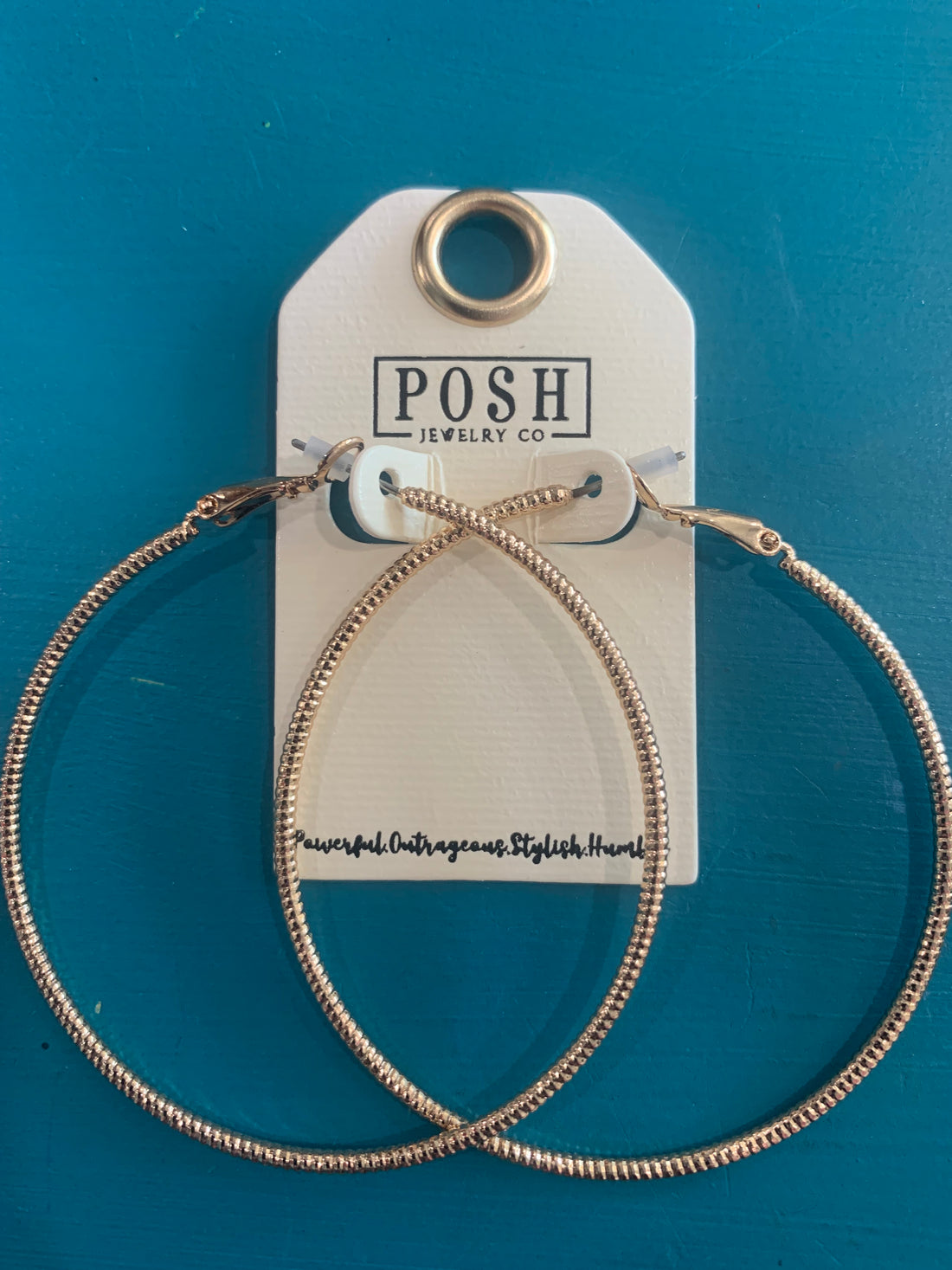 Ribbed Gold Large Hoop Earring