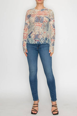 Sparkly lace top  OLS-4982BG FREEDOM: FREEDOM / M