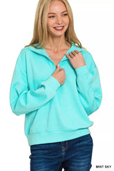 Zenana Scuba Half Zip Pullover Sweatshirt