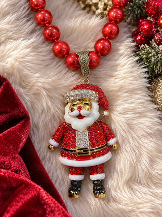 Jolly Little Sparkle Santa Necklace