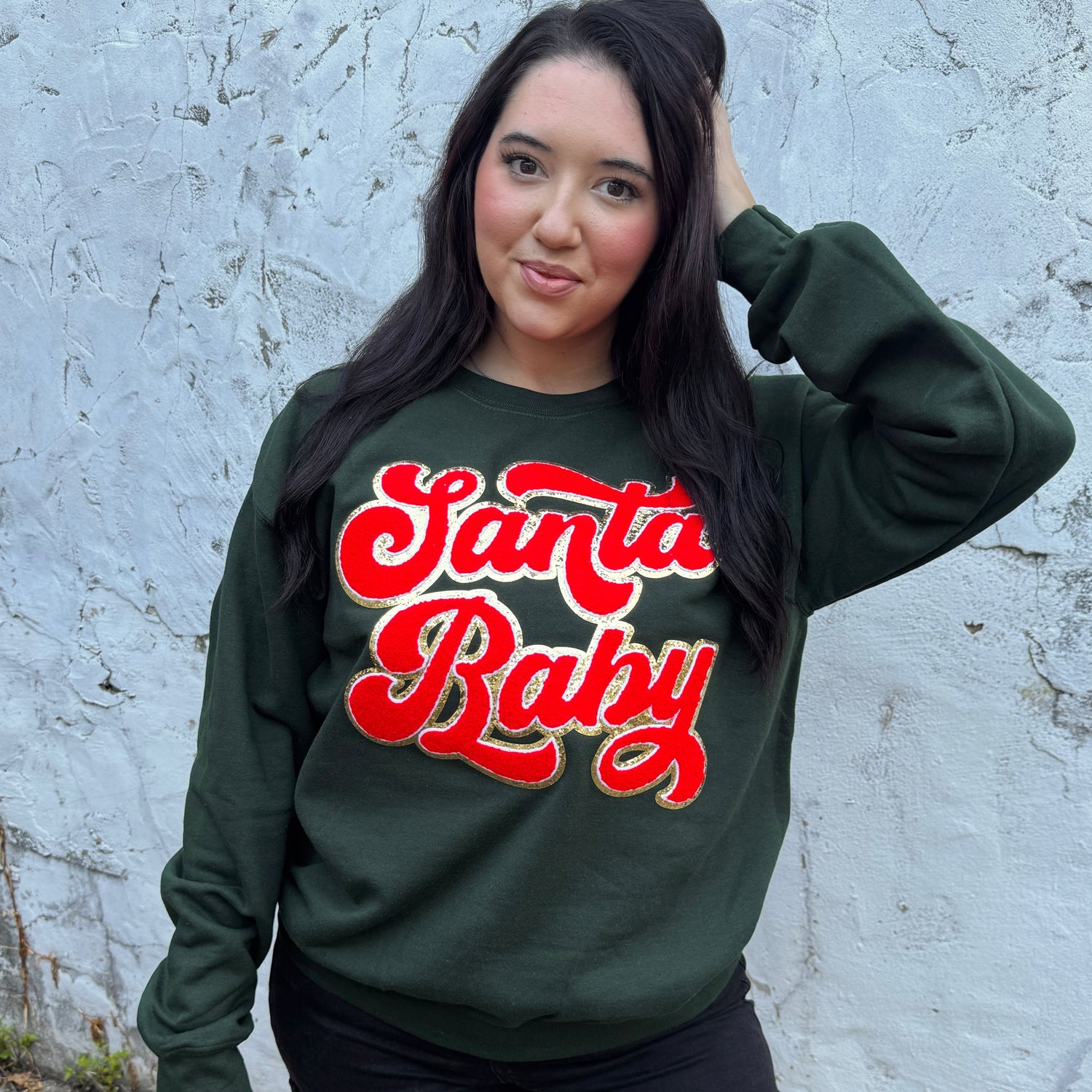 Santa Baby Patch Graphic Crewneck