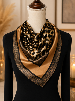 Golden Leopard Luxe Square Scarf