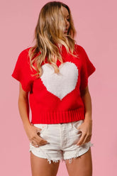 BiBi Rib Banded Heart Pattern Valentines Sweater