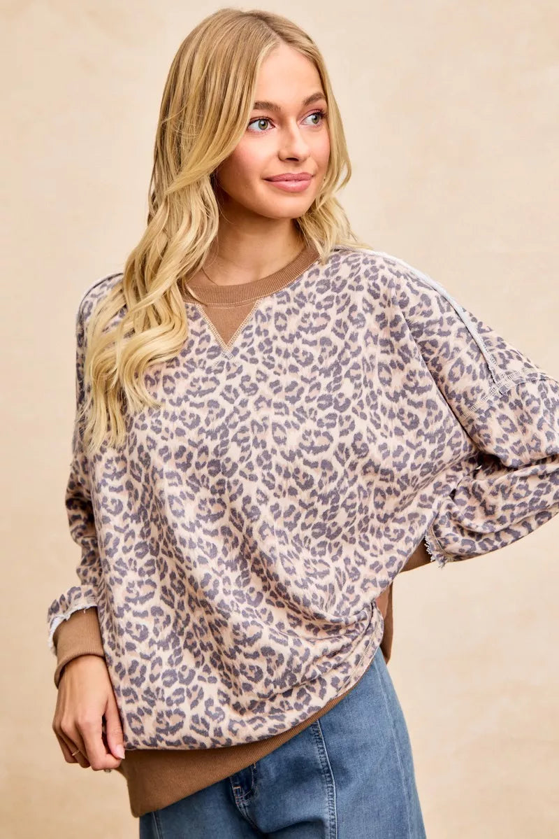 BiBi Leopard Printed French Terry Sweatshirt