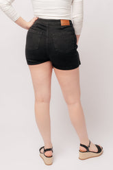 Denim Bentli High Rise Side Tie Denim Skort in Black