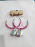 Pink and Gold Hoops with Crystal Teardrop