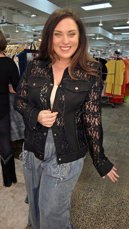 Midnight Sparkle Black Lace Jacket