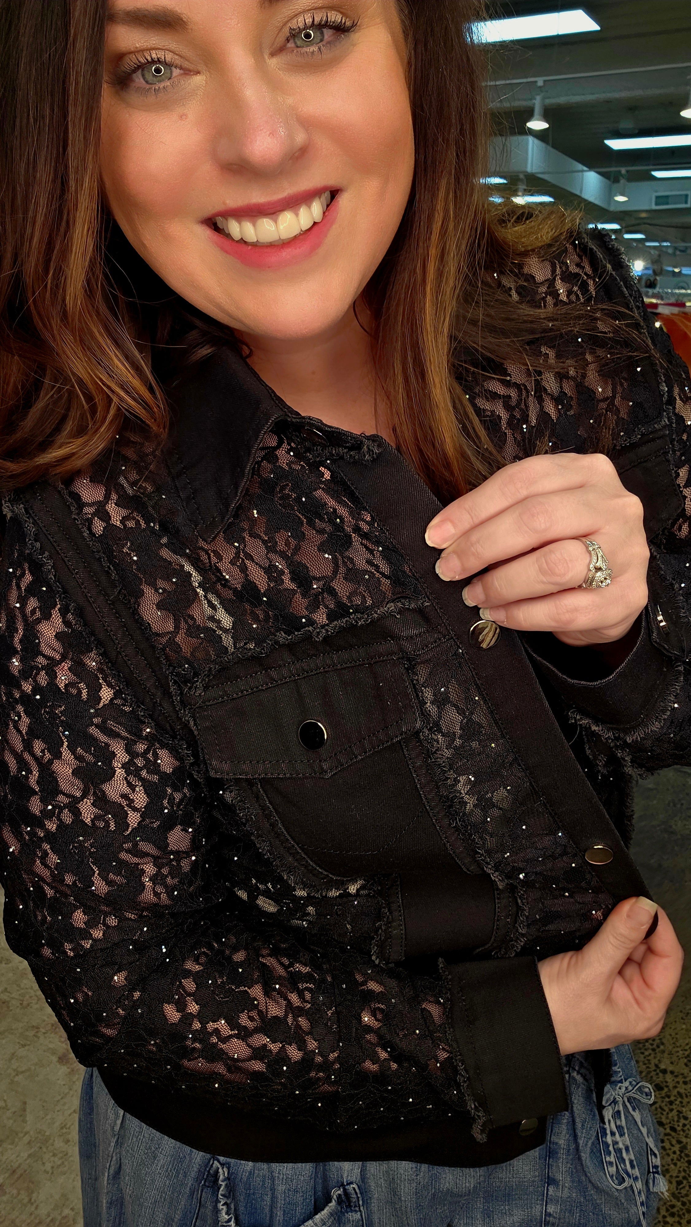 Midnight Sparkle Black Lace Jacket