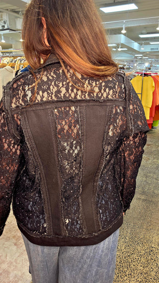 Midnight Sparkle Black Lace Jacket